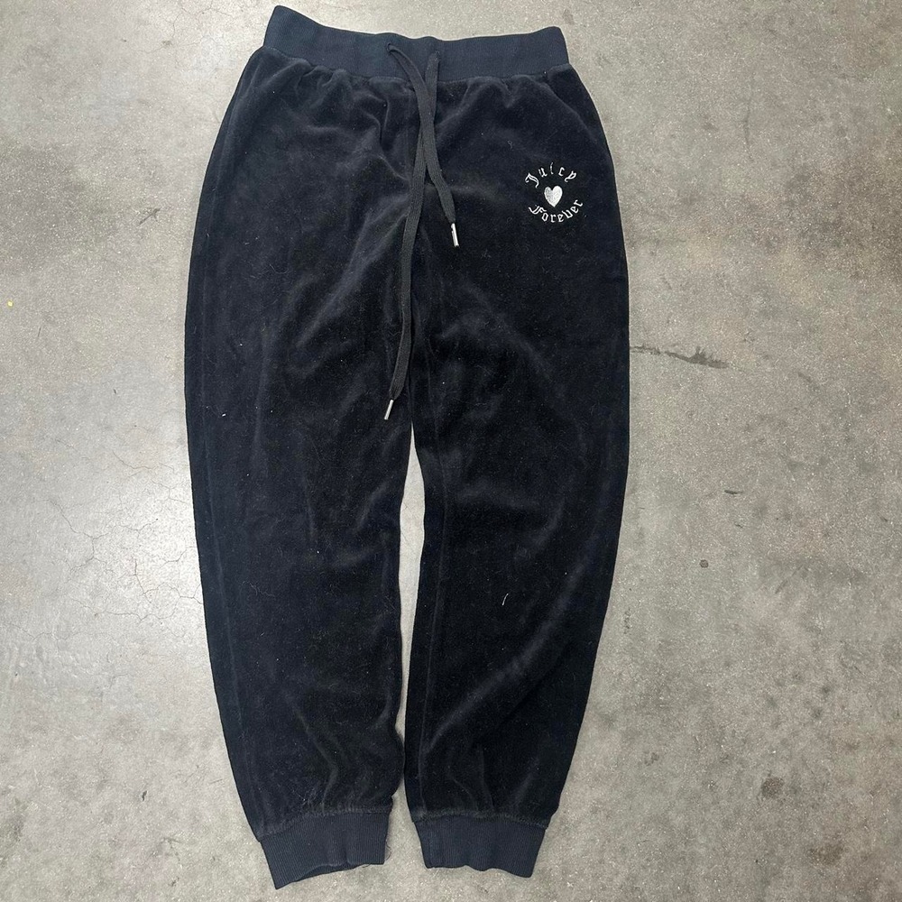 Juicy Couture black velour sweatpants w rhinestones Size M [26x26]